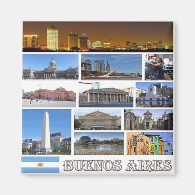 zAR035 BUENOS AIRES, Mosaic, Argentina, Fridge Magnet (Front)