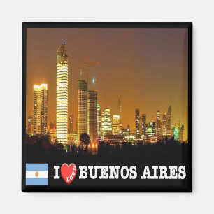 zAR039 BUENOS AIRES I Love, By Night, Fridge Magnet