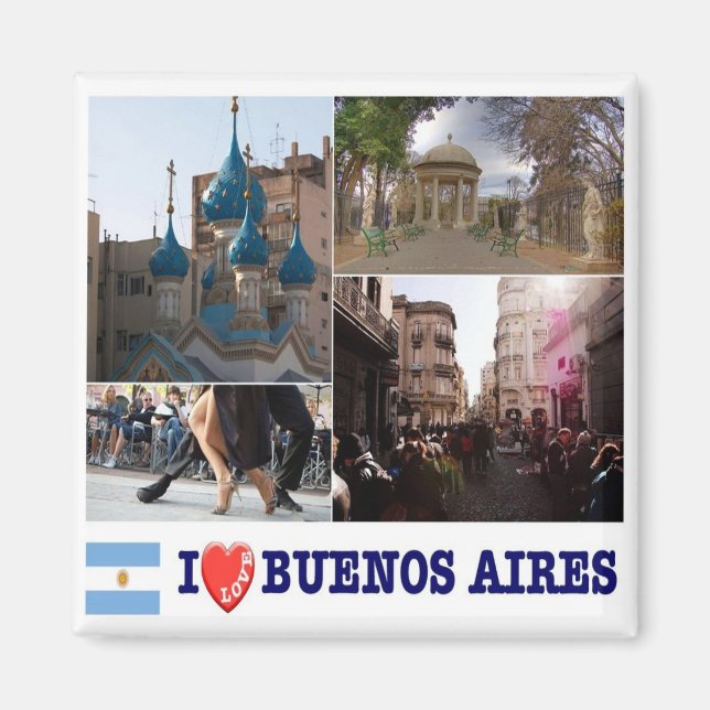 zAR040 BUENOS AIRES I Love, Mosaic, Fridge Magnet (Front)