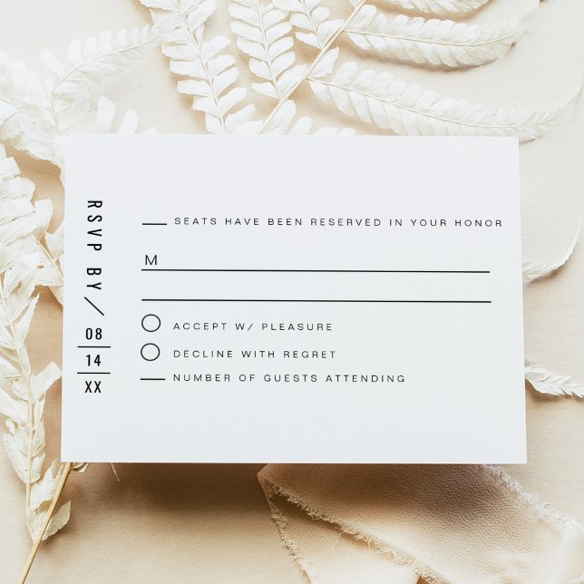 ZARA Modern Minimalist San Serif RSVP Card (Creator Uploaded)