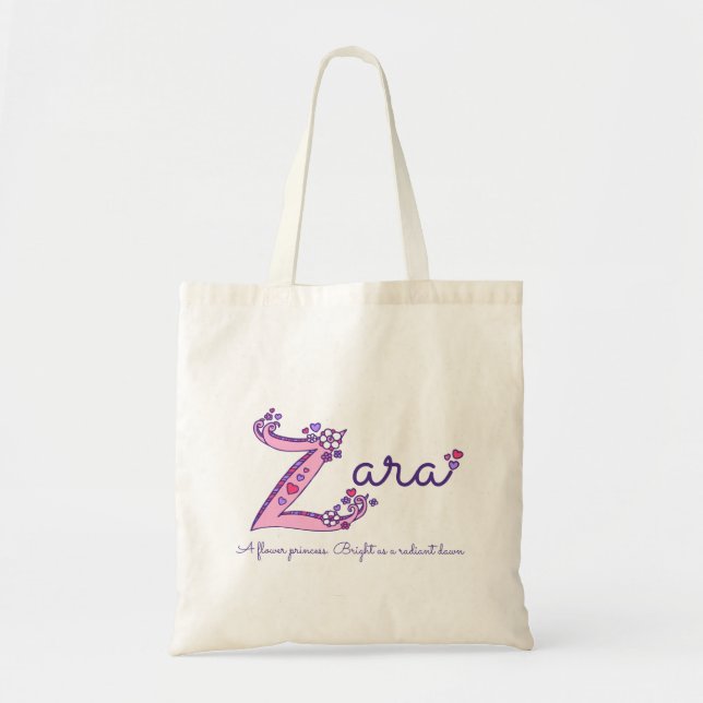 Zara name meaning personalized library bag (Front)