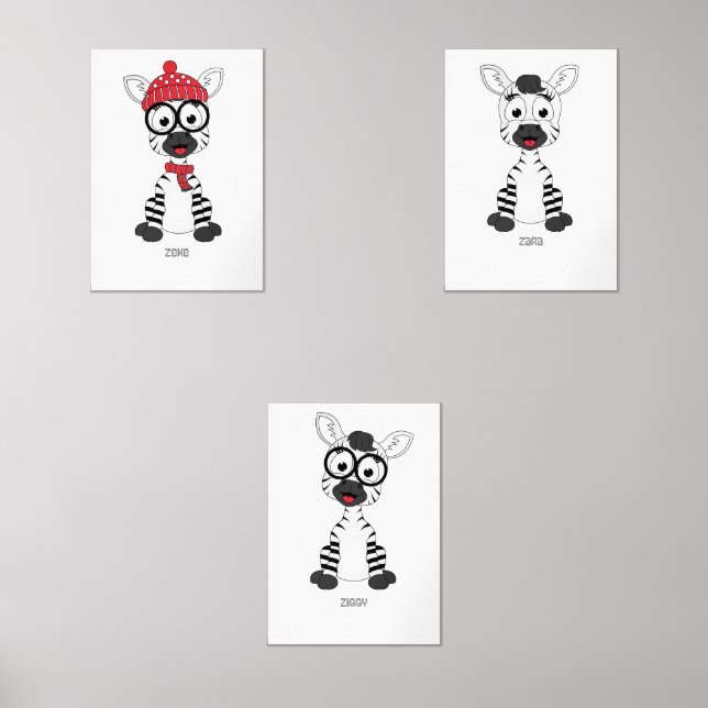 Zara,Zeke , Zeggy,Cute Friends Wall Art Sets (Front)
