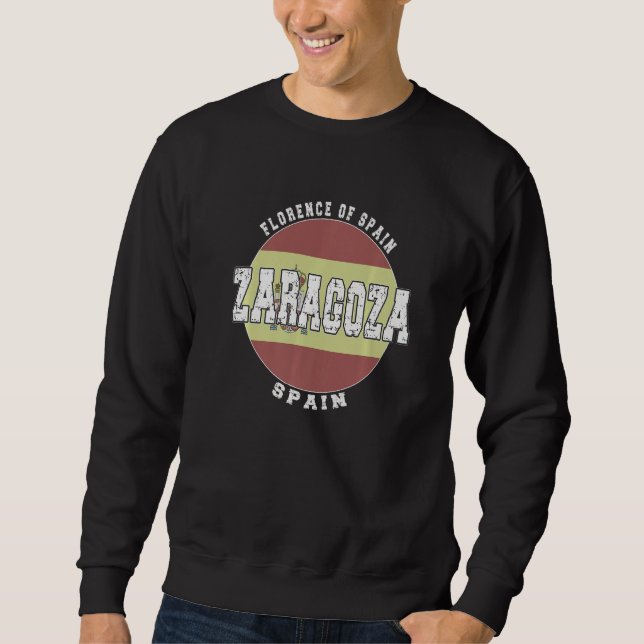 Zaragoza Spain, Vintage Spanish flag Premium Sweatshirt (Front)