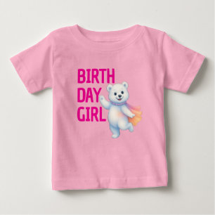 Zarah Dancing Polar Bear 1st Birthday Girl Baby T-Shirt