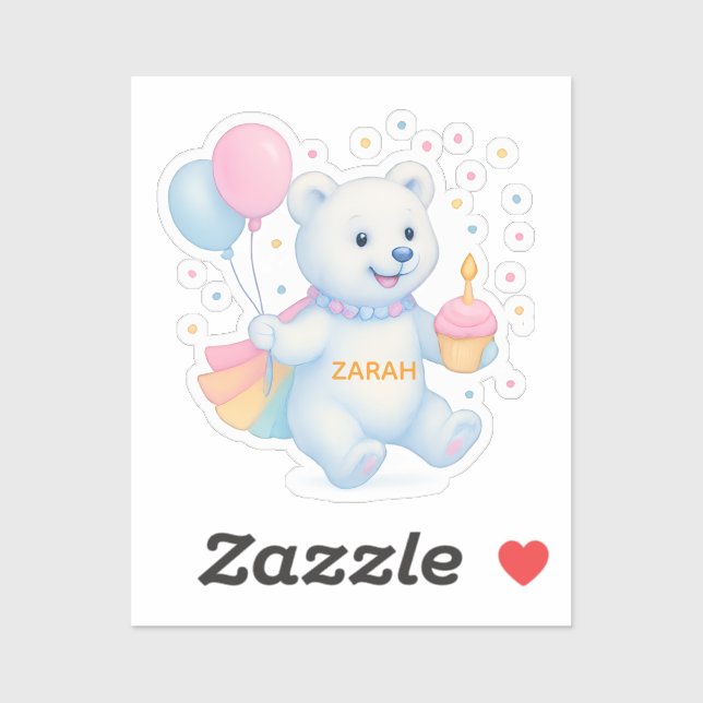 Zarah Dancing Polar Bear Custom-Cut Vinyl Sticker (Sheet)