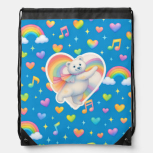 Zarah Dancing Polar Bear Kids Backpack – Rainbow