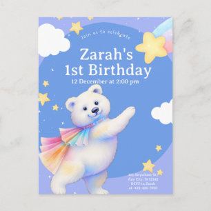 Zarah the Dancing Polar Bear Invitation Postcard