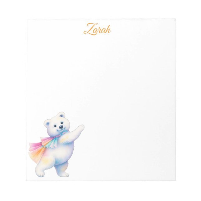 Zarah the Dancing Polar Bear | Personalized Notepad (Front)