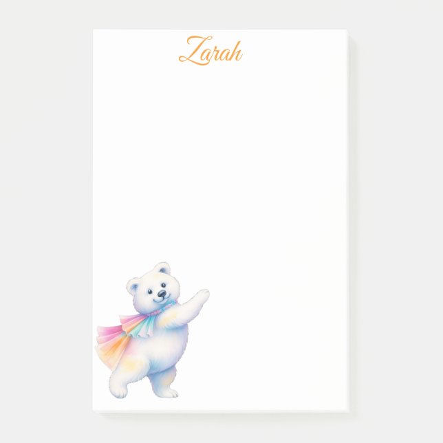 Zarah the Dancing Polar Bear | Personalized Post-it Notes (Front)