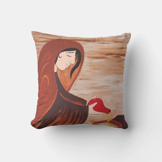 Zarephath Widow (Trust in God) painting by JAD Throw Pillow (Front)