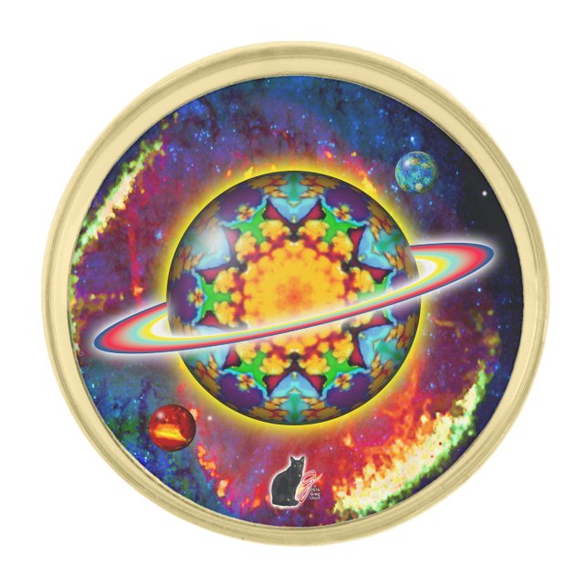 Zargon Orbz Kaleid Gold Finish Lapel Pin (Front)