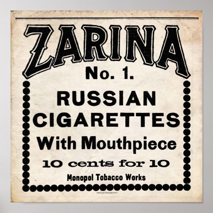 Zarina Russian Cigarette Sign Print