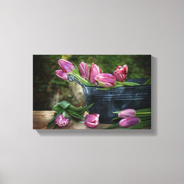 Zarte pink tulips canvas print (Front)