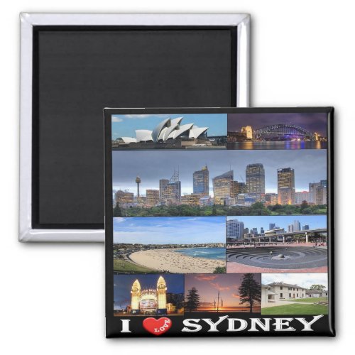 zAU025 SYDNEY I Love Australia Oceania Fridge Magnet