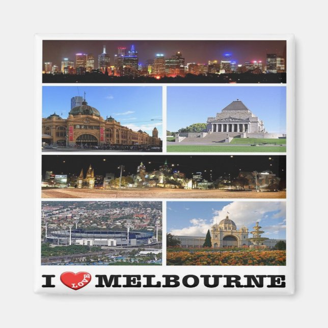 zAU038 MELBOURNE I Love, Australia, Oceania, Fridg Magnet (Front)