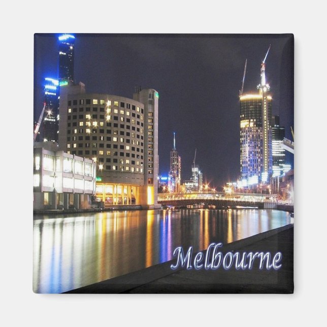 zAU050 MELBOURNE by Night, Australia, Fridge Magnet (Front)