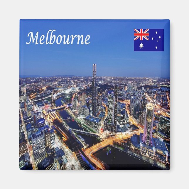 zAU061 MELBOURNE by Night, Australia, Fridge  Magnet (Front)