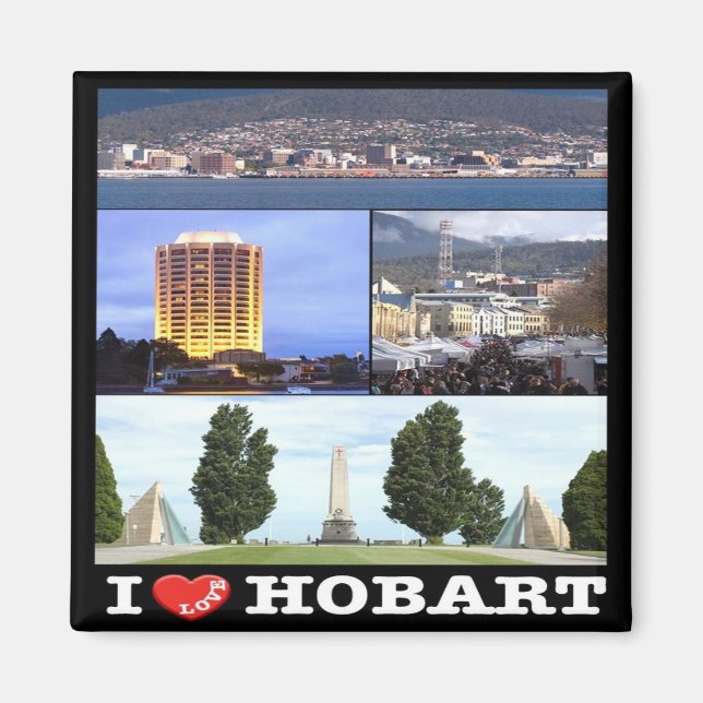zAU097 HOBART I Love, Mosaic, Australia, Fridge Magnet (Front)