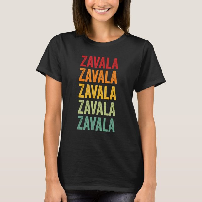 Zavala County Texas Rainbow Text Design T-Shirt (Front)