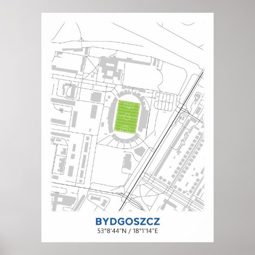 Zawisza Bydgoszcz Stadium Map Design Poster