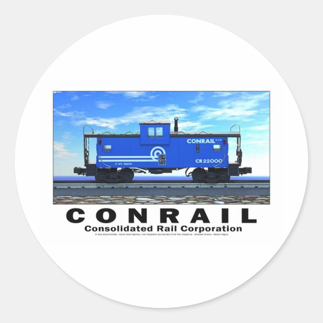 ZAZ462 CONRAIL CABOOSE POSTER CLASSIC ROUND STICKER (Front)