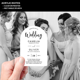 Zazzle Acrylic Wedding Invites Black White Bold  Invitations