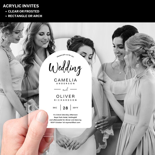Zazzle Acrylic Wedding Invites Black White Bold  Invitations (Creator Uploaded)