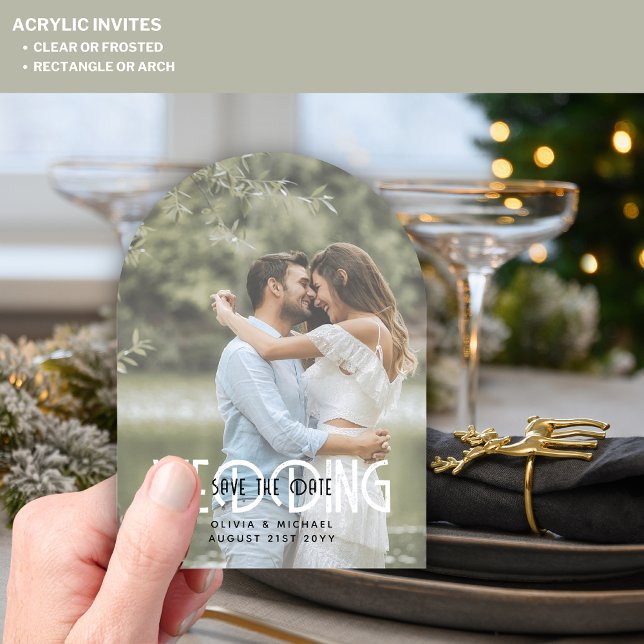 Zazzle Acrylic Wedding Save the Date Opaque Photo Acrylic Invitations (Creator Uploaded)