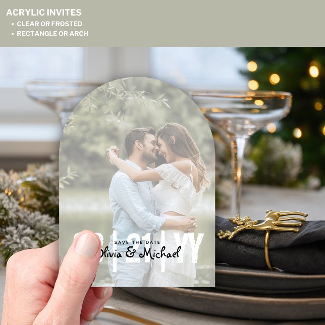 Zazzle Acrylic Wedding Save the Date Opaque Photo Acrylic Invitations (Creator Uploaded)