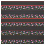Zazzle black PNG/black, red pin, folk floral Fabric