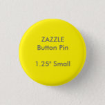 Zazzle Custom 1.25&quot; Small Round Button Pin Yellow at Zazzle