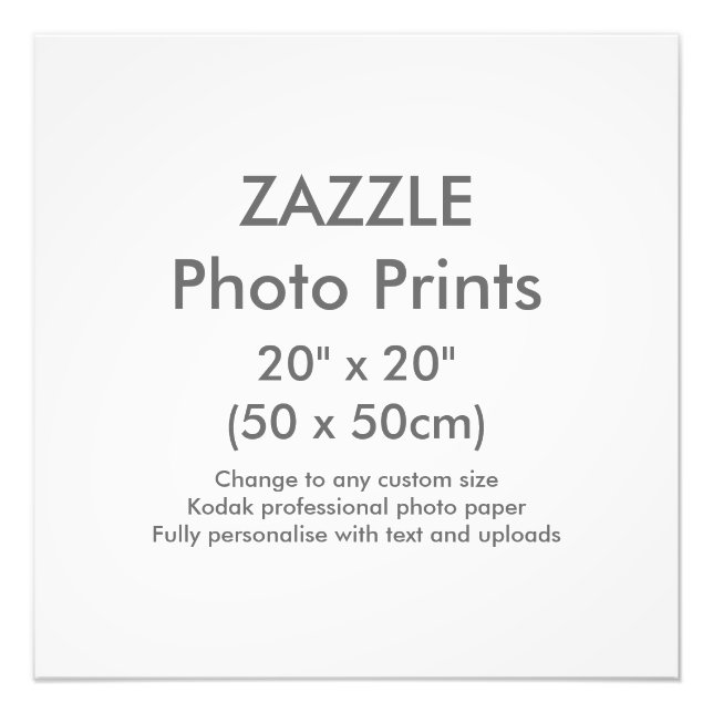 Zazzle Custom 20" x 20" Photo Print Template (Front)