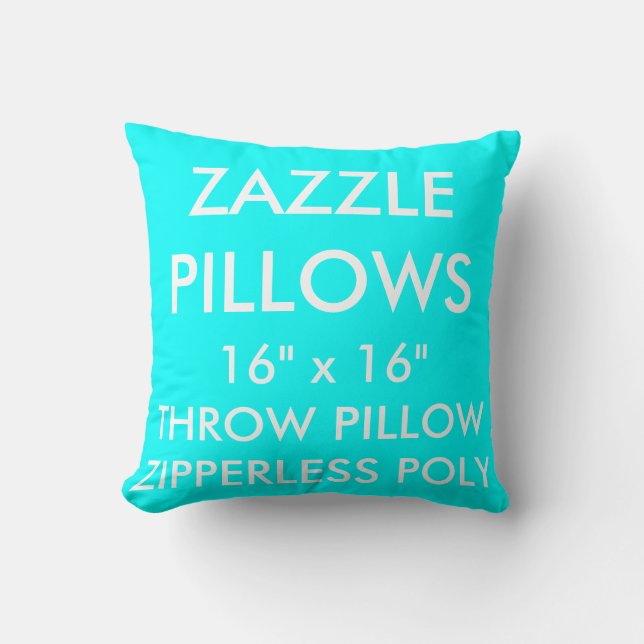 Zazzle Custom AQUA Zipperless Poly Throw Pillow (Front)