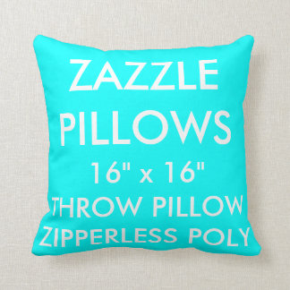 Zazzle Custom AQUA Zipperless Poly Throw Pillow