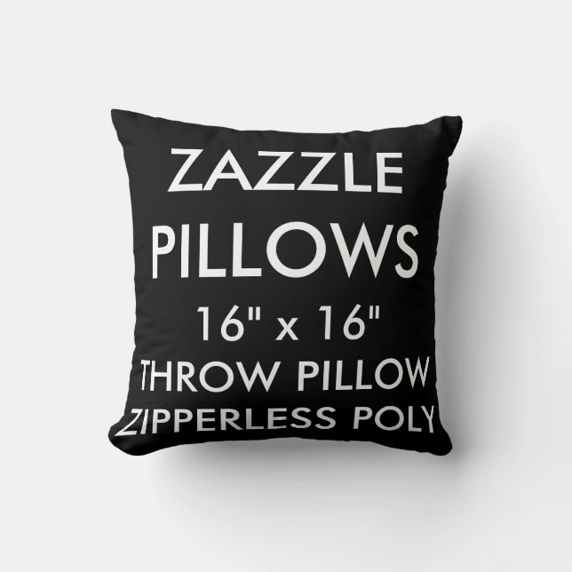 Zazzle Custom BLACK Zipperless Poly Throw Pillow (Front)