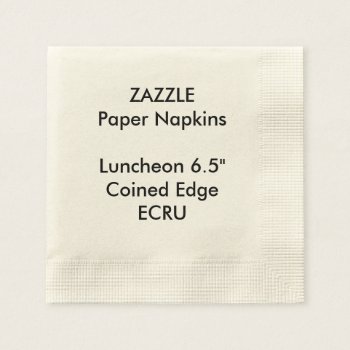 Zazzle Custom Ecru Coined Luncheon Paper Napkins by ZazzlePaperNapkins at Zazzle