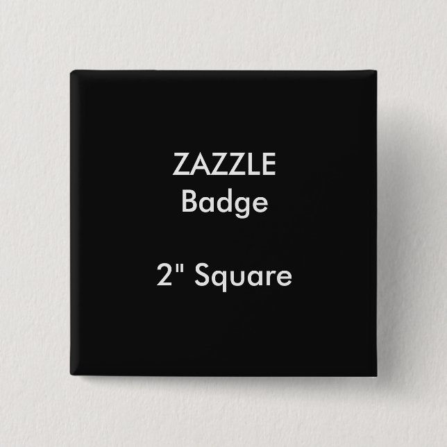 ZAZZLE Custom Printed 2" Square Badge BLACK Pinback Button (Front)