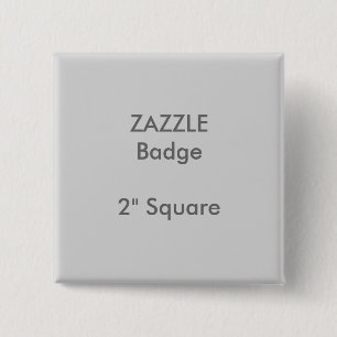 ZAZZLE Custom Printed 2" Square Badge GREY Pinback Button