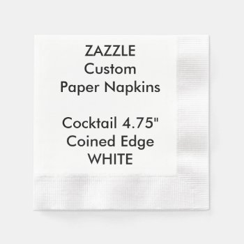 Zazzle Custom White Coined Cocktail Paper Napkins by ZazzleDesignBlanks at Zazzle