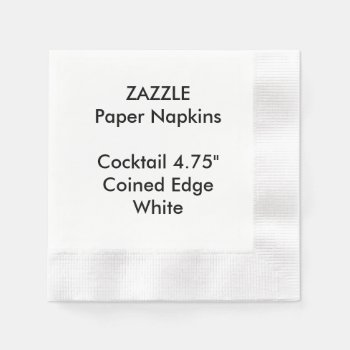 Zazzle Custom White Coined Cocktail Paper Napkins by ZazzlePaperNapkins at Zazzle