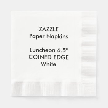 Zazzle Custom White Coined Luncheon Paper Napkins by ZazzlePaperNapkins at Zazzle