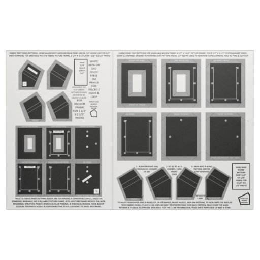 Zazzle Fabric 2 washable no sew black photo frames