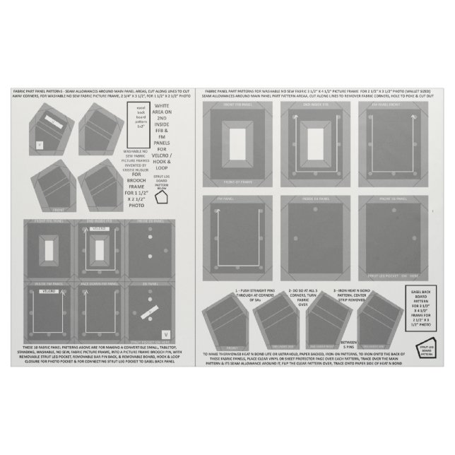 Zazzle Fabric 2 washable no sew gray photo frames (Fat Quarter)