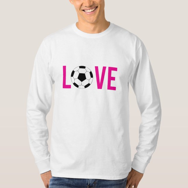 Zazzle Pink Style Love Soccer Unisex LS Tee (Front)