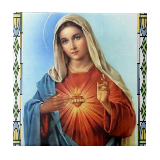 ZAZZLE SACRED HEART OF MARY 01 CUSTOMIZABLE PRODUC TILE (Front)