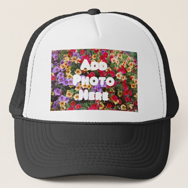 Zazzle Template Design My Own Photo Present Upload Trucker Hat (Front)