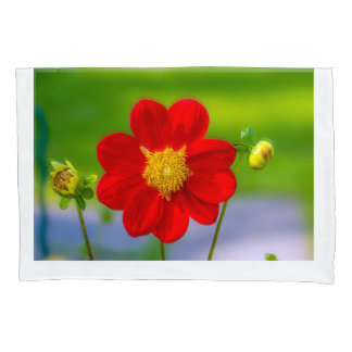 Zazzle Title Red Flower Macro Photography, Vibr Pillow Case
