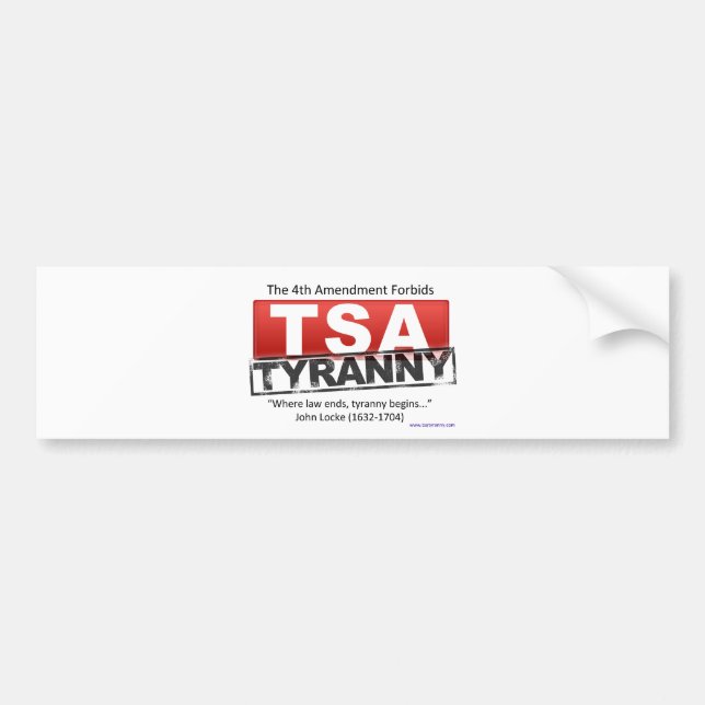 Zazzle TSA Tyranny Image Bumper Sticker (Front)