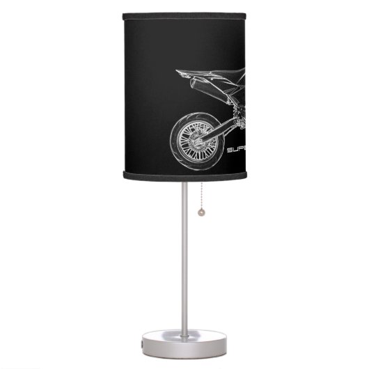 Zazzle's Coolest Black  SuperMoto Motorcycle Lamp (Left)