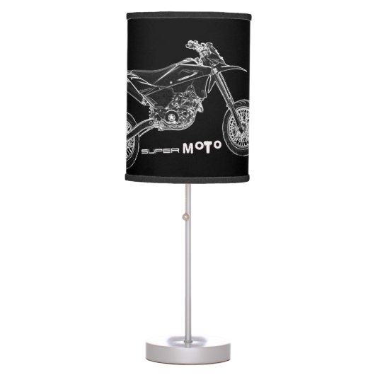 Zazzle's Coolest Black  SuperMoto Motorcycle Lamp (Front)